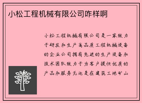 小松工程机械有限公司咋样啊 小松工程机械有限公司咋样啊